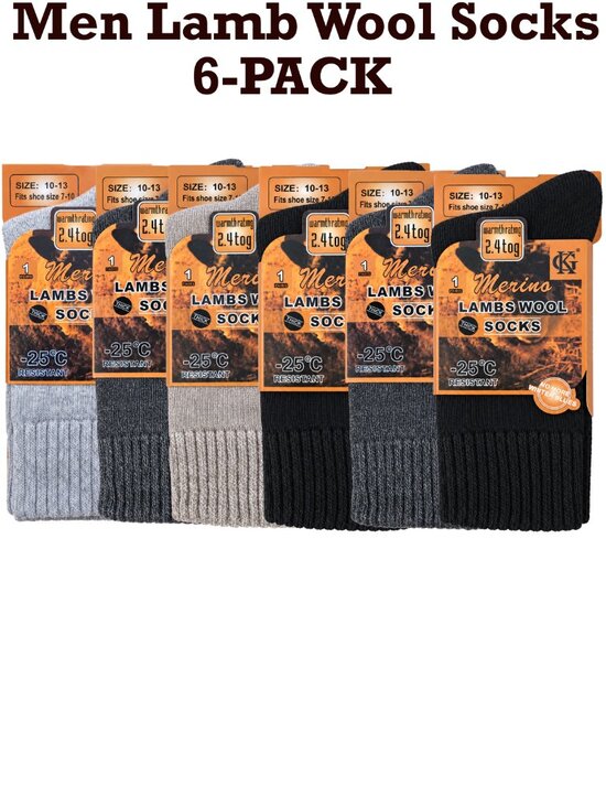 iBerryNY Other - Men Merino Lamb Wool Crew Socks, 6 Pairs Size 10-13, Comfy Winter Warm Boot, NEW